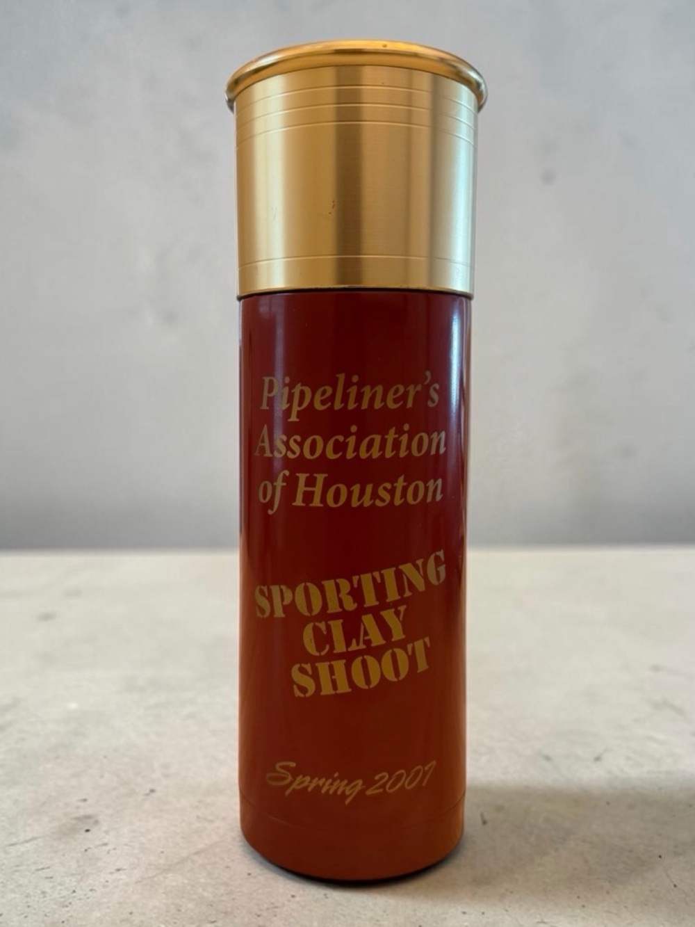 2007 Large Embroidered Gold & Burnt Orange Sporting Clay Shoot Canister Thermos